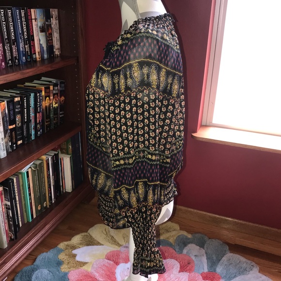 Bailey Blue Black Peasent Blouse Size Large - Picture 4 of 7